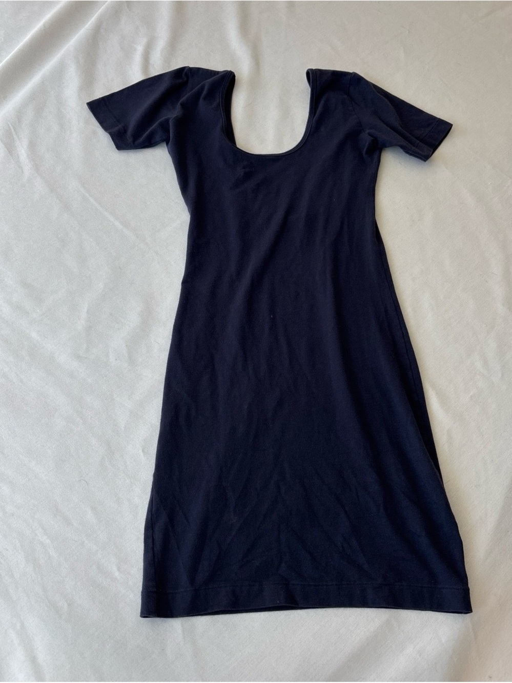 American Apparel Navy Scoop Neck Short Sleeve Knit Stretch Bodycon Mini Dress S